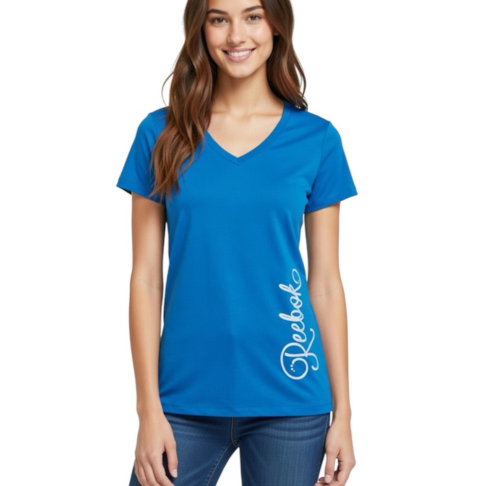REEBOK Bright Blue V-Neck Tee